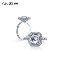 Anillo de compromiso Asscher Cut Halo de 3 quilates 925 anillos de plata esterlina de anillo de boda para mujer anillos de promesa anillo de joyería nupcial 2024 - compra barato