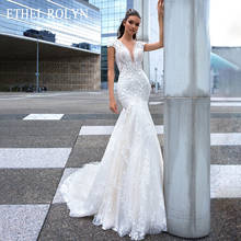 ETHEL ROLYN Fashion Backless Luxury Beaded Mermaid Wedding Dresses Sexy Deep V-neckline Short Bride Dress Romantic Wedding Gowns 2024 - buy cheap