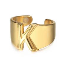 Anel punk com preenchimento de ouro em aço inoxidável, anel com letra de declaração para mulheres, anéis abertos, juntas, dedos, joias para festa krsmartphones 2024 - compre barato