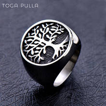 Cool 316L Stainless Steel Mens Tree of Life Signet Ring Men Simple Nordic Viking Rings Male Viking Amulet Punk Biker Ring 2024 - buy cheap