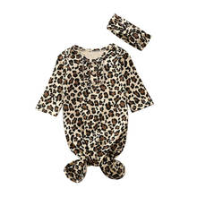 Manta con estampado de leopardo para recién nacido, saco de dormir envolvente, conjunto de diadema, manta larga, novedad de 2020 2024 - compra barato