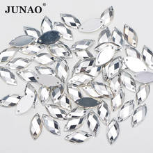 JUNAO 7x15 мм блестящие серебряные швейные хрустальные стразы кристаллическое Украшение «конский глаз» камни аппликации плоские с оборота пришивные стразы для рукоделия 2024 - купить недорого