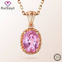 HuiSept Women Necklace 925 Silver Jewelry Oval Shape Pink Zircon Gemstone Pendant Accessories for Wedding Party Gift Wholesale 2024 - buy cheap