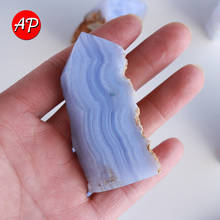 1PC Natural Raw Blue Stripe Quartz Blue Chalcedony Agate Slice Healthy Stone Crystal Decoration Bedroom Ornaments 2024 - buy cheap