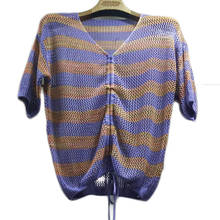 Женский трикотажный пуловер с V-образным вырезом и коротким рукавом 2024 - купить недорого