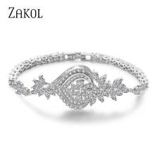 Zakol-pulseira feminina de luxo com corrente de flores, novo lustre, bracelete elegante, marquesa, cz, brincos de noiva, joia para casamento bpsf2040 2024 - compre barato