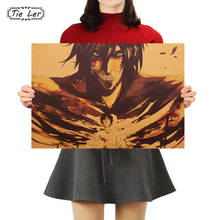 Póster de dibujos animados TIE LER Classic Attack on Titan, Papel Kraft Retro, pegatina de pared para decoración de habitación de niños, pintura 2024 - compra barato