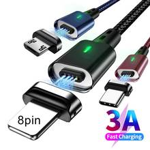 3-in-1 3A Magnetic Micro USB Type C Data Transfer Fast Charging Cable Cord For iPhone Samsung Huawei Android Phone 2024 - buy cheap