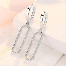 Ture-pendientes de plata de ley 925 para mujer, joyería de cristal brillante, pendientes de gota rectangulares, accesorios para mujer, Piercing de princesa 2024 - compra barato