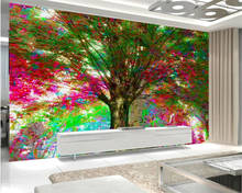 beibehang Large-scale custom wallpaper with colorful tree painting background wall 2024 - buy cheap