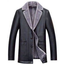 Мужская кожаная куртка с меховым воротником, мужское пальто, водонепроницаемые мужские куртки, толстая зимняя куртка, мужские теплые пальто, Abrigo Hombre WXF468 2024 - купить недорого