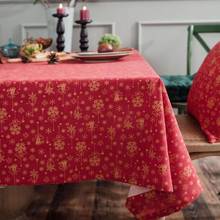 Toalha de mesa para decoração de casa, pano branco, verde e vermelho, estampado em flocos de nece, toalha de mesa de algodão e linho para decoração de casa para ano novo 2024 - compre barato