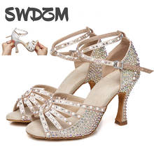 SWDZM Latin Dance Shoes For Women Girls Ladies Salsa Tango Dancing Shoes Ballroom Party Sandals Shoes Rhinestone Pearl diamond 2024 - buy cheap