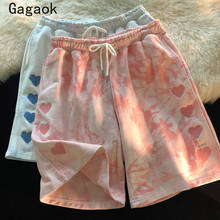 Gagaok Knee Length Pant Women 2021 Summer New Straight Embroidery Tie Dye Clothing Loose Casual Harajuku Wild Fashion Pants 2024 - buy cheap