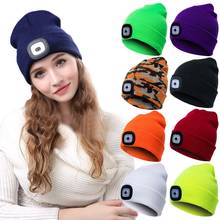 Unisex Autumn Winter LED Lighted Cap Warm Beanies Outdoor Fishing Running Beanie Hat Flash headlight Camping Climbing Caps 2024 - buy cheap