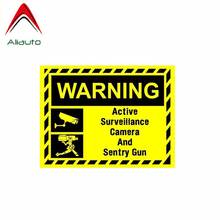 Aliauto Warning Car Sticker Active Surveillance Camera and Sentry Gun Funny Decal PVC for Skoda Superb Volvo S60 Leon,12cm*9cm 2024 - buy cheap