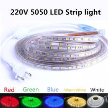 220V LED Strip Flexible Light SMD 5050 60leds/m Waterproof Led Tape LED Light With EU Power Plug 1M/2M/3M/5M/8M/9M/10M/15M/20M 2024 - buy cheap