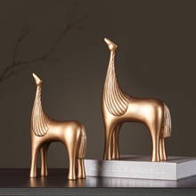 2pcs Resin Golden Deer Decoration Home TV Cabinet Wine Cabinet Animal Statue Crafts Decoration Living Room Home Ornaments Gifts 2024 - buy cheap
