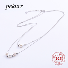 Pekurr 925 Sterling Silver Double Chains Shell White Pearl & Silver Bead Necklaces For Women Pendants Fashion Jewelry 2024 - buy cheap