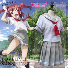 High Quallity Anime LoveLive!Sunshine!! Takami Chika JK Sailor Uniform  Woman Cosplay Costume Top + Skirt 2024 - buy cheap