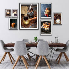 Quadro de pintura decorativa para cozinha, poster de parede de pão café impresso de tela imagem decorativa moderna minimalista para decoração de sala de jantar 2024 - compre barato