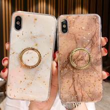 Tfshining Phone Case For iPhone 11 Pro Max X XR XS Max 6 6s 8 7 Plus 11 Gold Foil Bling Marble Holder Stand Case Soft TPU Cover 2024 - buy cheap