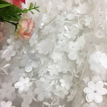 GLace 1M/lot off white 3D nail bead flower embroidery mesh fabric for wedding dress decoration women cloth accessoreis TX1350 2024 - buy cheap