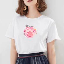 Женская футболка с рисунком кота Harajuku Kawaii, женская футболка с круглым вырезом и коротким рукавом, эстетичные женские футболки, Подарочная одежда Kpop 2024 - купить недорого