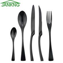 JANKNG 20Pcs 18/10 Stainless Steel Dinnerware Set Black Dinner Spoon Fork Knife Cutlery Set Tableware Set Service For 4 2024 - buy cheap