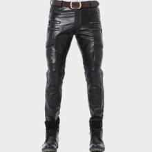 Genuine Profession 2021 Motorcycle Biker Trousers High Quality Male Soft Leather Black Pants Protective gear 2024 - buy cheap