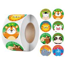 8 Designs Cartoon Animals Sticker for Kids 500pcs/roll 1Inch Encouragement Motivated Sticker for School Student Teacher Supplies 2024 - buy cheap