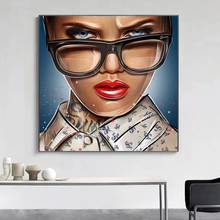 Pintura en lienzo de chica Sexy con gafas, póster de mujer con tatuaje e impresión, arte de pared para sala de estar, decoración del hogar, Cuadro 2024 - compra barato