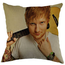 Funda de almohada cuadrada personalizada de Edward Christopher Sheeran, funda de almohada de lino y algodón con cremallera de un lado, regalo DIY para oficina, hogar y exteriores 2024 - compra barato