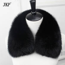 JKP-bufanda de piel de zorro de Color sólido para mujer, bufanda cálida de piel de zorro Real, chal de piel 100% Natural, cuello de marca de lujo a la moda, Invierno 2024 - compra barato
