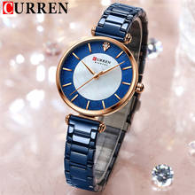 CURREN-Reloj de lujo azul para mujer, pulsera de malla de acero inoxidable, resistente al agua, sencillo, 9072 2024 - compra barato