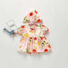 Summer New Fashion Short Sleeve Baby Girls Dress Cute Flower Printed Infant Bodysuit Dress+Hat Set Baby Clothing Set Baby Outfit 2024 - buy cheap