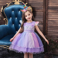 Vestido de princesa infantil para meninas, vestidos de festa tutu para crianças com estampas desenhadas para aniversário 2024 - compre barato