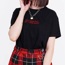 Camiseta gótica de verano para mujer, de manga corta Camiseta holgada, Tops Harajuku de estética para mujer, camiseta negra Grunge Hell Was Full So I come Back 2024 - compra barato