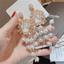 Korean Pearl Flowers Long Earring Crystal Rhinestone Tassel Drop Earrings for Women Fashion Luxulry Jewelry Bride Accessories 2024 - buy cheap