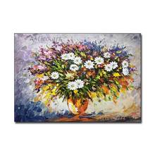 Pintura al óleo de cuchillo de flores texturizado grueso, obra de arte para decoración de pared del hogar, arte moderno, dibujado a mano, lo último, 100% 2024 - compra barato