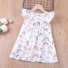 Girls' Dresses New Summer Kids Clothes Cartoon Flying Sleeve Rainbow Princess Banquet Dress Cute Children's Dress 2024 - buy cheap