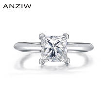 ANZIW Princess Cut Shape Solitaire Ring Sona Ring for Woman Heart and Arrows Engagement Ring 925 Sterling Silver Weeding Rings 2024 - buy cheap