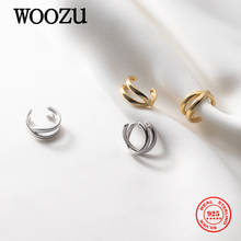 WOOZU Genuine 925 Sterling Silver Simple Double Ear Clip For Women Wedding Ethnic Fashion Without Piercing Earrings Jewelry Gift 2024 - buy cheap