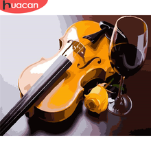 HUACAN DIY Paint By Number Violin Hand Painted Painting Art Gift Pictures By Numbers Wine Kits Drawing On Canvas Home Decor 2024 - buy cheap