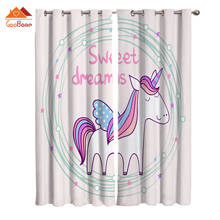 A Cute Unicorn Window Curtains Living Room Outdoor Fabric Drapes Curtain Home Decor 2024 - buy cheap