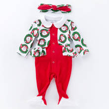 Новогодняя одежда для малышей Рождественский комбинезон с длинными рукавами для маленьких мальчиков и девочек, Рождественский костюм-комбинезон наборы повязок на голову, подарки 2024 - купить недорого