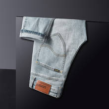 Calça jeans cinza slim fit masculina, calça clássica social de algodão elástica regular para homens, tamanhos 40, novo, 2021 2024 - compre barato