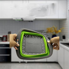 Квадратная корзина для слива складной дуршлаг силиконовый мешок для хранения для кухни корзина для фруктов и овощей складной фильтр 2024 - купить недорого