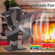 Black 4 Blades Heat Powered Stove Fan Eco Fireplace Wood Burner Quiet Energy Saving Home Efficient Distribution 2024 - buy cheap