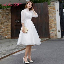 AXJFU роскошное белое кружевное вечернее платье принцессы, винтажное иллюзионное пляжное вечернее платье с большим бантом, 100% настоящая фотография 2024 - купить недорого